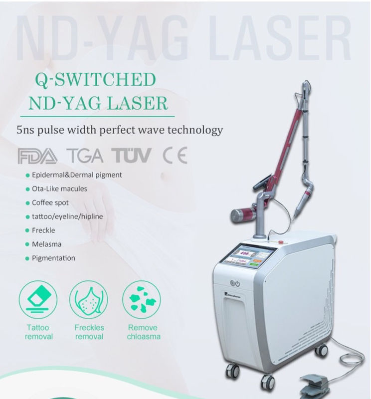 Professional Q Switched ND Yag Laser Tattoo Removal Machine for Hollywood Peeling